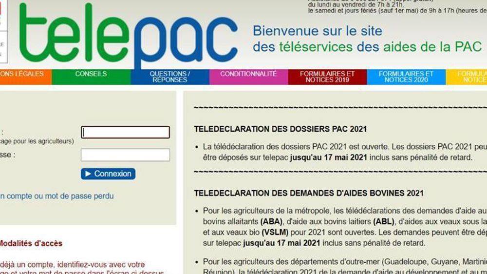 Les demandes d’aides animales et la déclaration de surfaces peuvent être déposées sur Telepac jusqu’au 17 mai inclus. © Capture d’écran Telepac